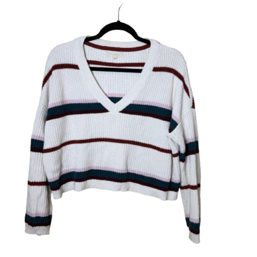 LA HEARTS Striped V Neck Knit Sweater Size Small